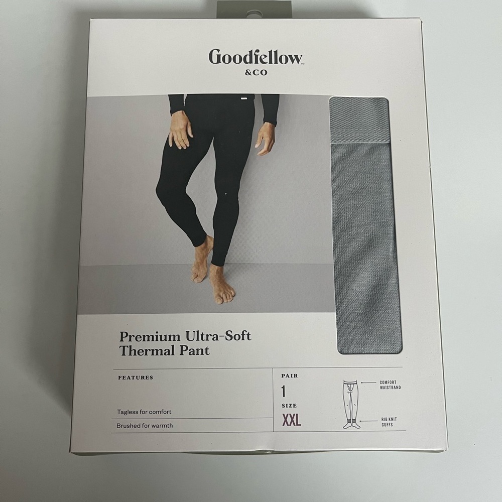 Goodfellow Mens XXL (size 44/46) Thermal Base Layer Gray Pant Bottoms
